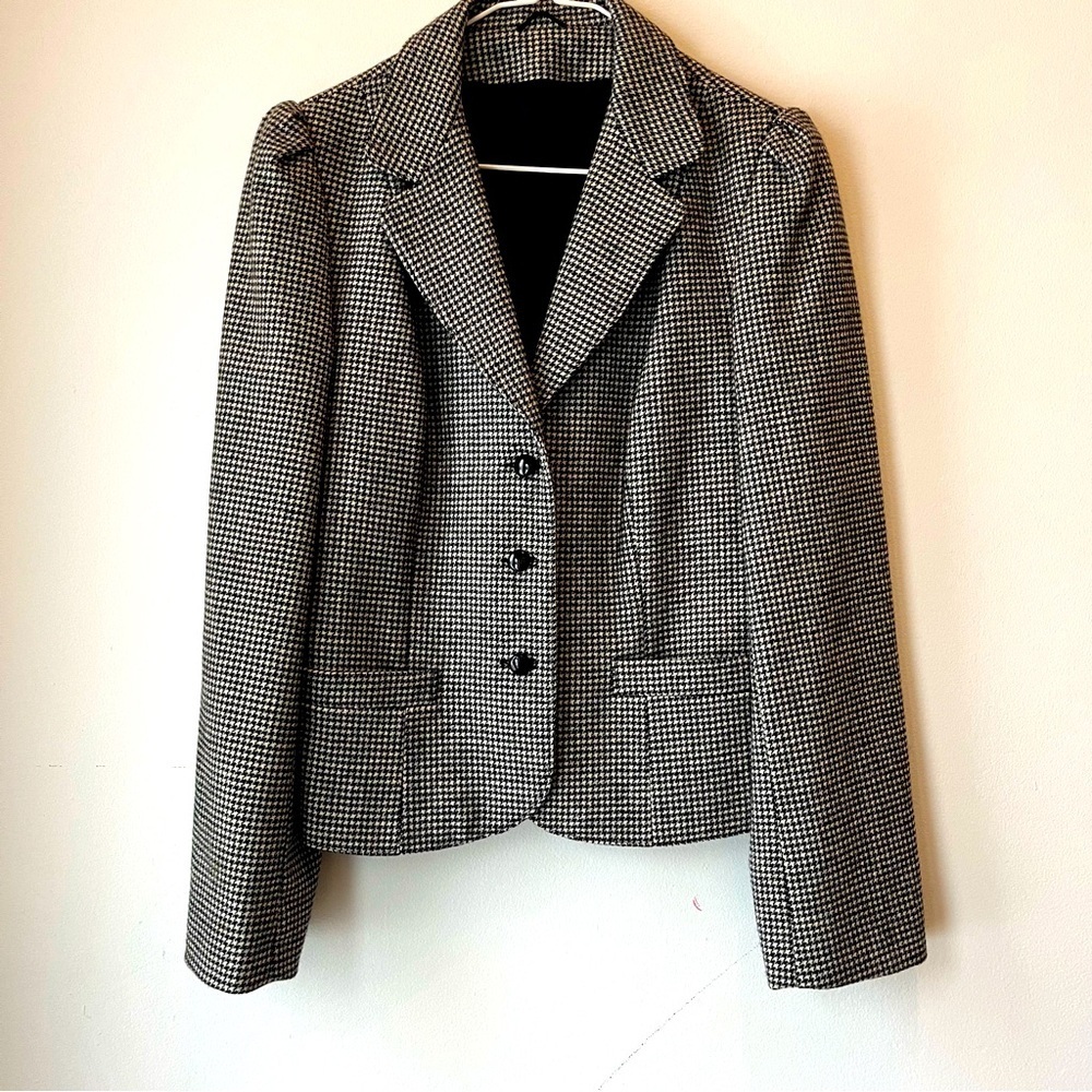 Vintage Wool Houndstooth Blazer British Wool Dark Academia Preppy women’s Size 8
